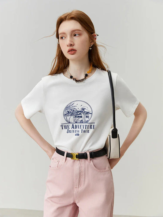 Front Shoulder Casual White T-shirt