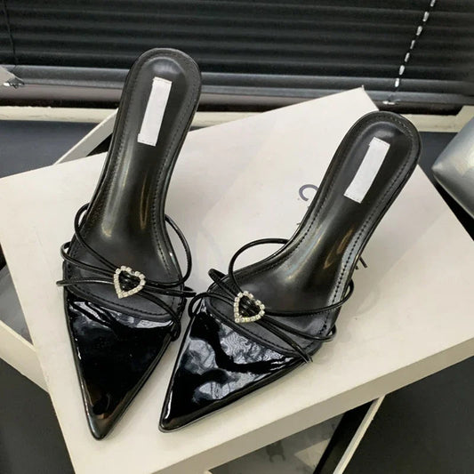 Summer Fashion Narrow Band Pointed Toe Slippers Women Thin Low Heels Sandals