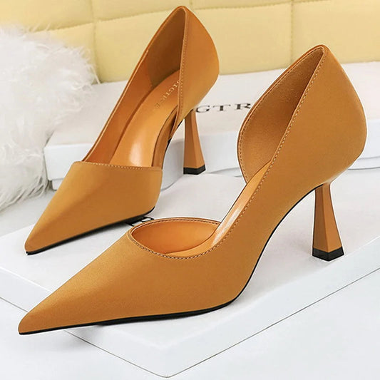 Silk Women Pumps with 7 cm Heels for Spring and Autumn Fashion