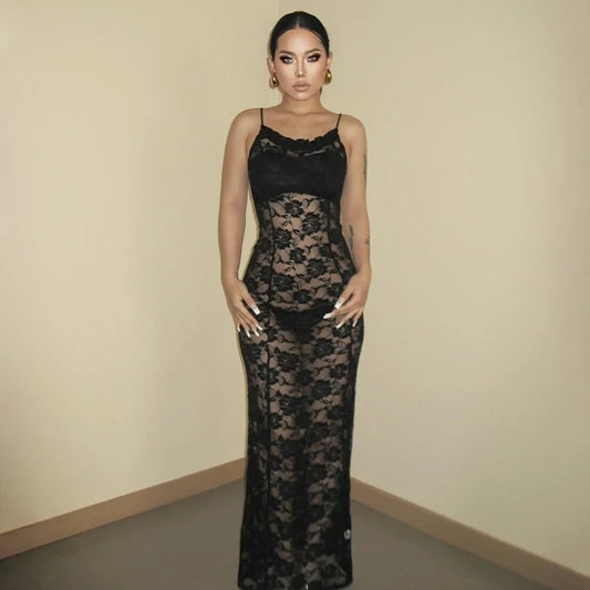 Ruched Mesh Strapless Sheer Maxi Dress