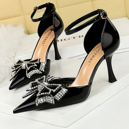 Luxury High Heel Rhinestone Bowknot Sandals for Women