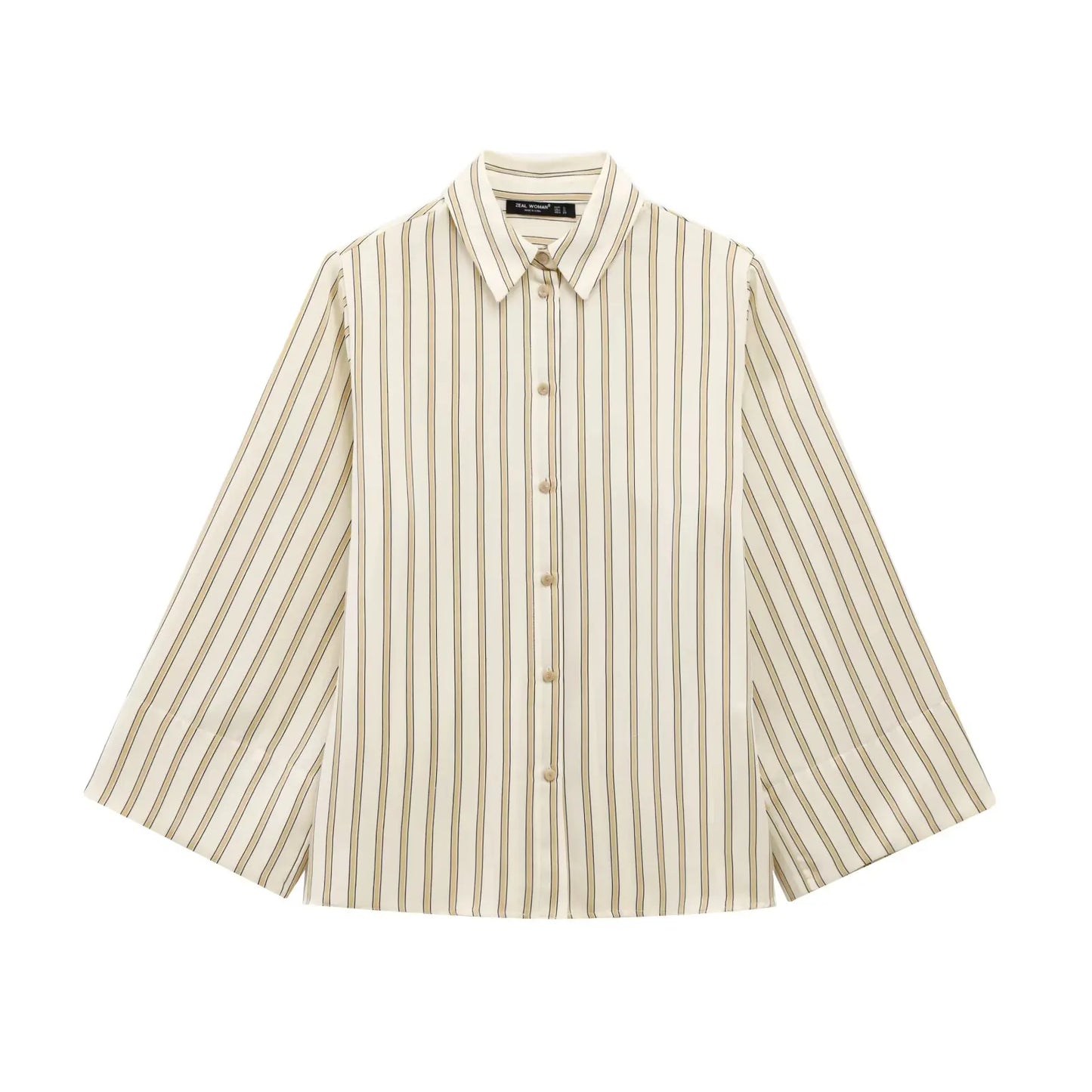 | Striped Button-Up Blouse