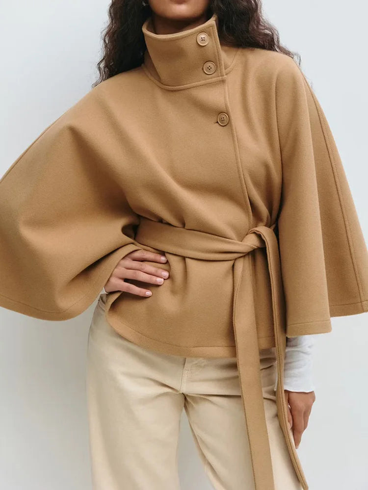 | Wool-Blend Cape Coat