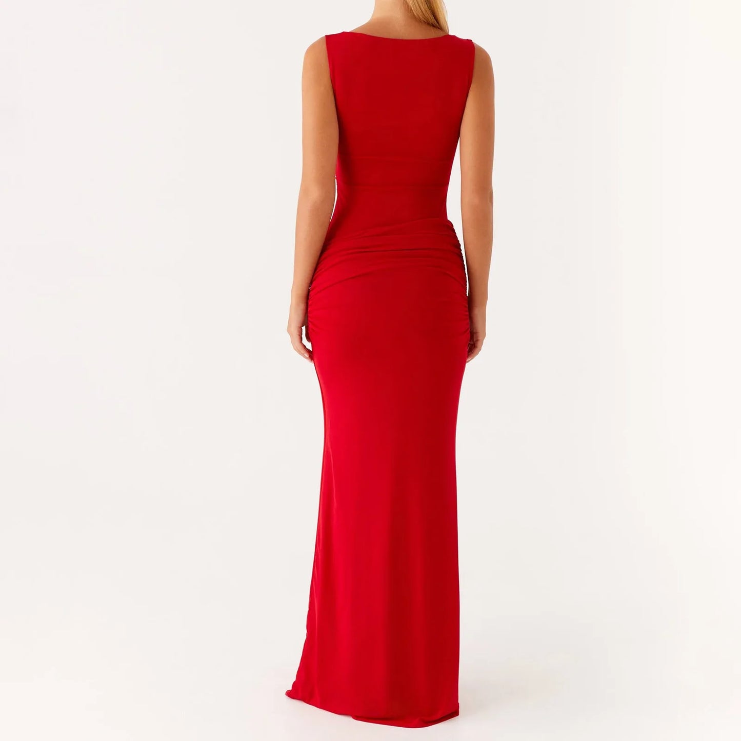 Sleeveless Solid Color Boa Bodycon Dress