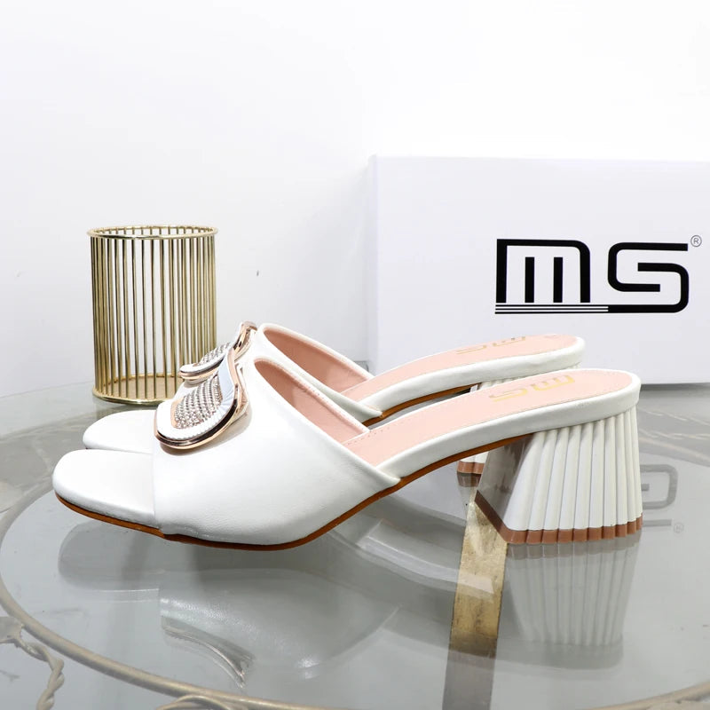Metal Square Buckle Slippers for Plus Size Women, Perfect for Summer