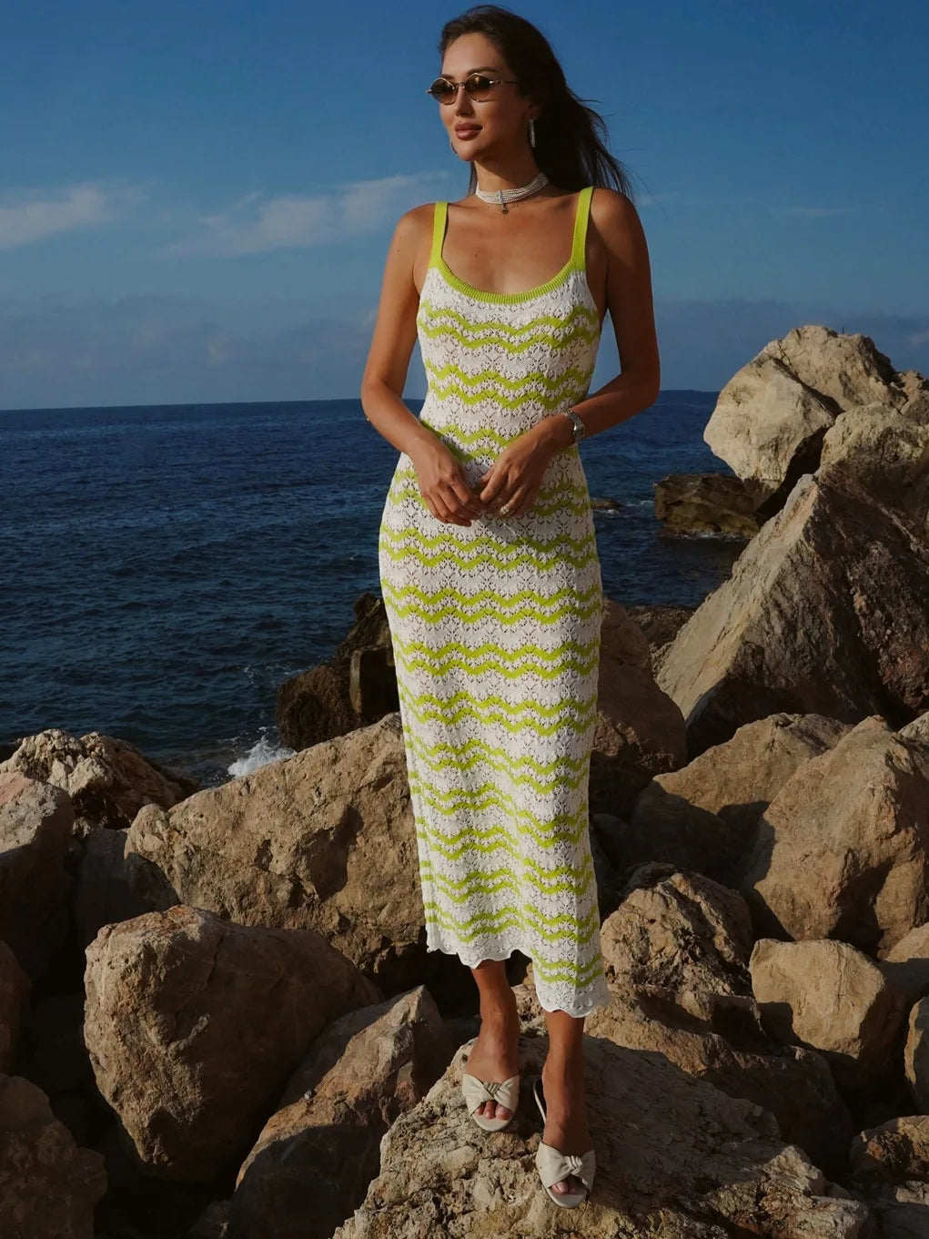 Hollow Slim Short Sleeve Maxi Dress