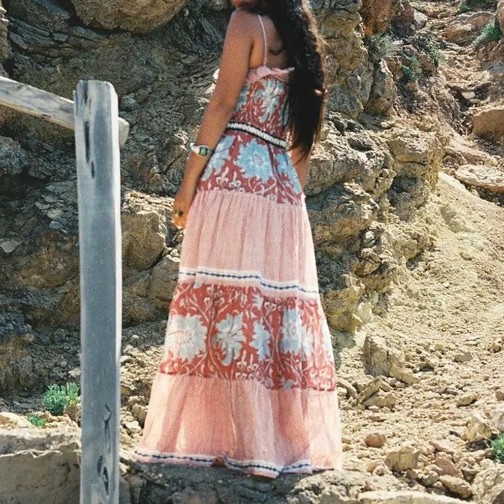 Smocked Floral Spaghetti Slip Vacation Dress