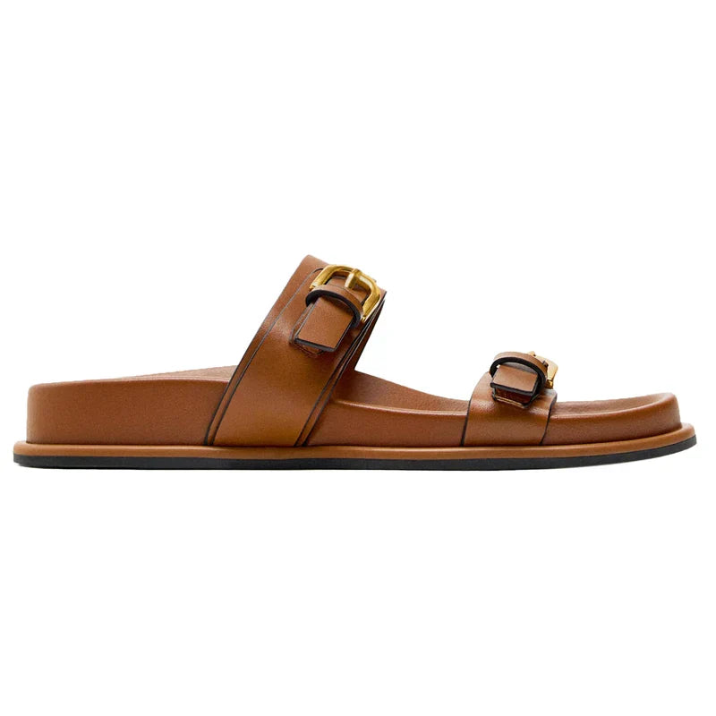 | Leather Slides with Buckle