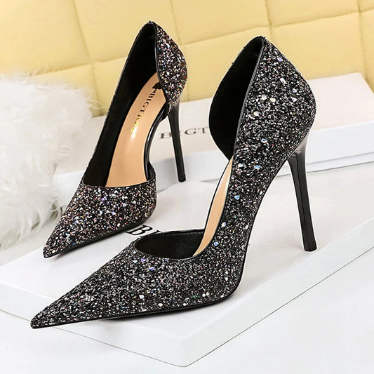 Sequin Cloth High Heels Wedding Shoes Stilettos Sexy High-heeled Shoes