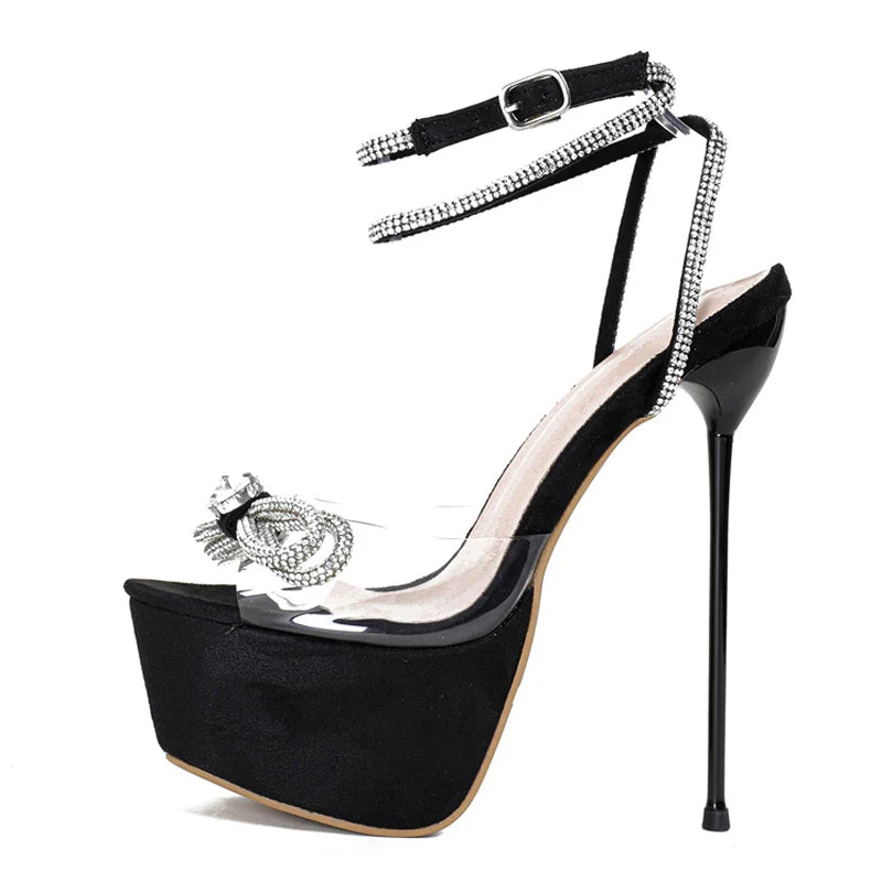 PVC Transparent Crystal Bowknot Platform Sandals