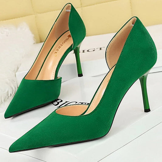 Stylish Minimalist Slim Heel High Heels Suede Ladies Shoes Stiletto Comfort Women Heels