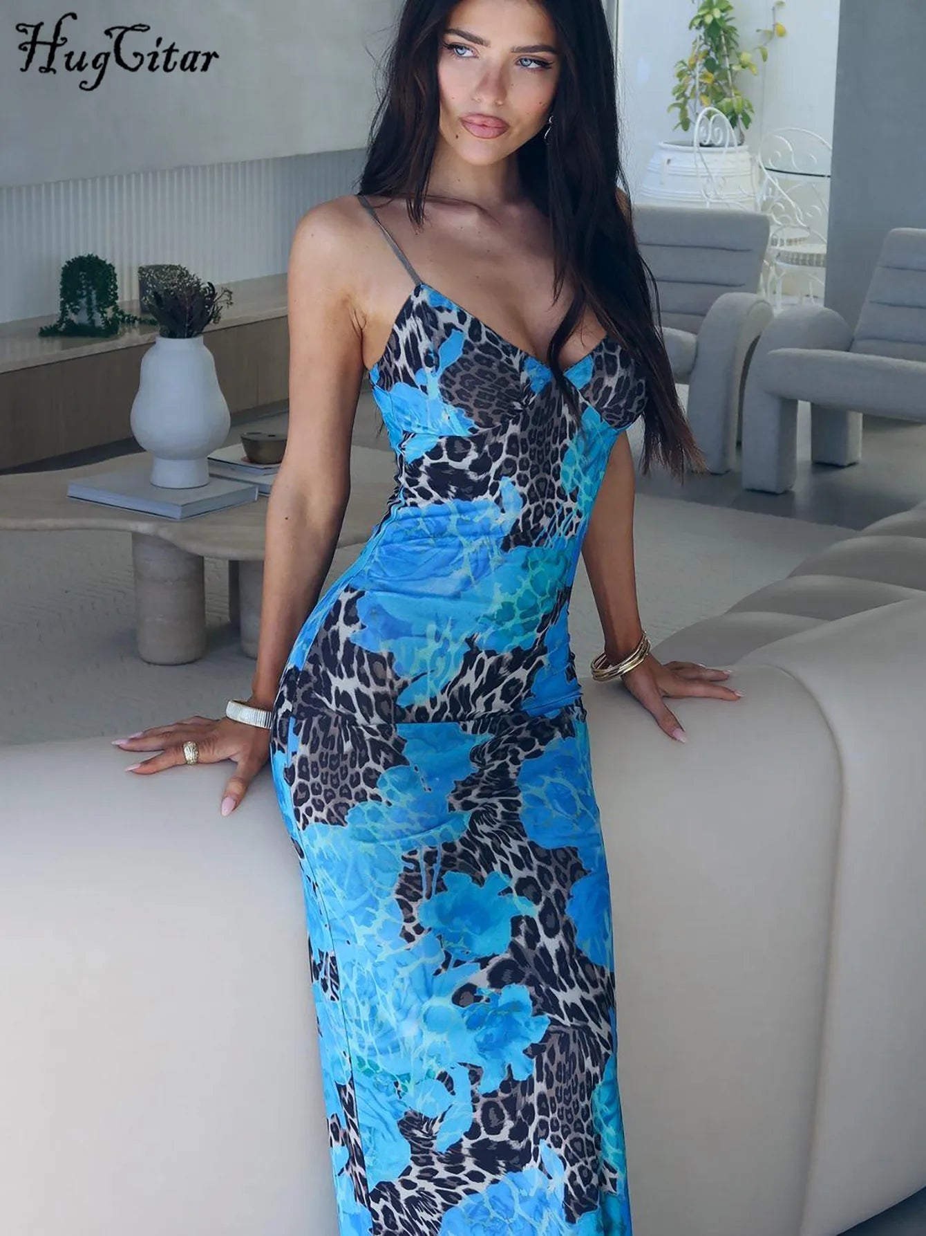 Slip Backless Bodycon Floral Dress