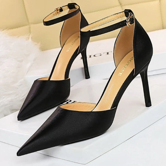 Summer Satin Kitten Heel Wedding Pumps for Women