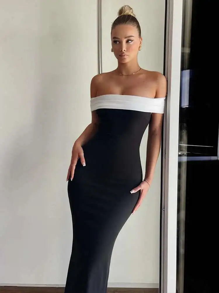 Off Shoulder Slim Bodycon Midi Dress