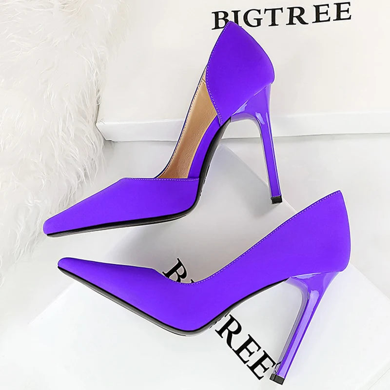 Thick Heel and Super High Heel Pumps in Silks and Satins for Women