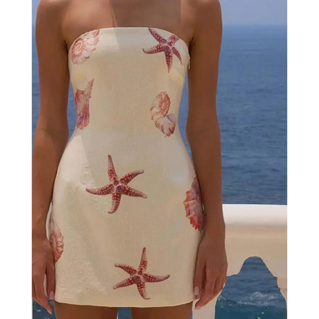 Strapless Sequined Starfish Vacation Dress