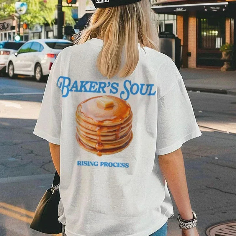 Retro Pancake Graphic Oversized T-shirt