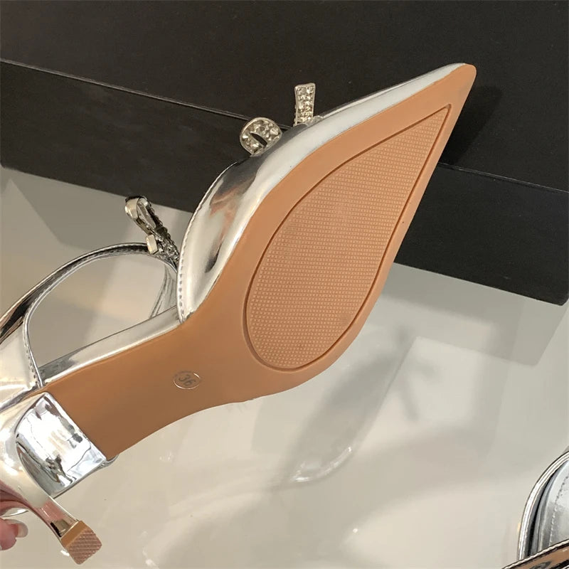 Crystal Butterfly-knot Pointed Toe Women Pumps Mule Shoes