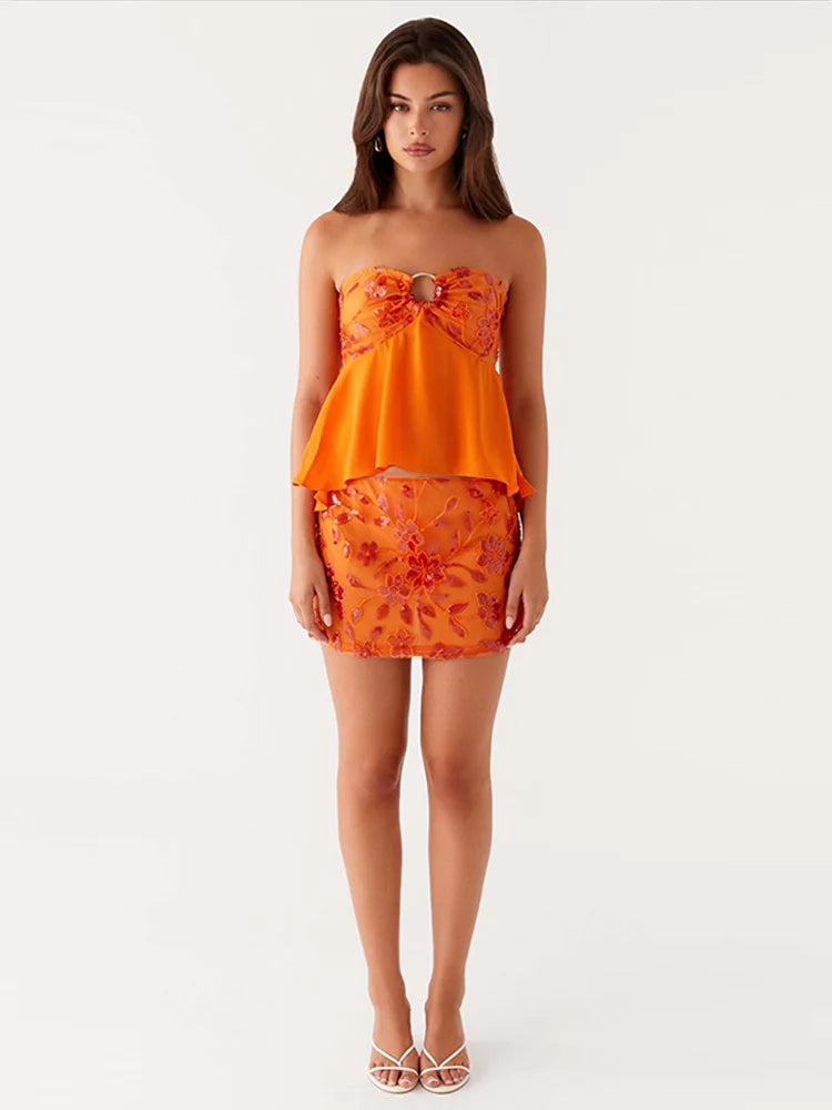 Tangerine Sequined Set