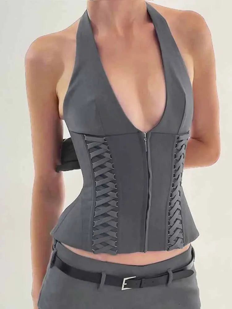 V-Neck Sleeveless Vest Shorts Two Piece Set