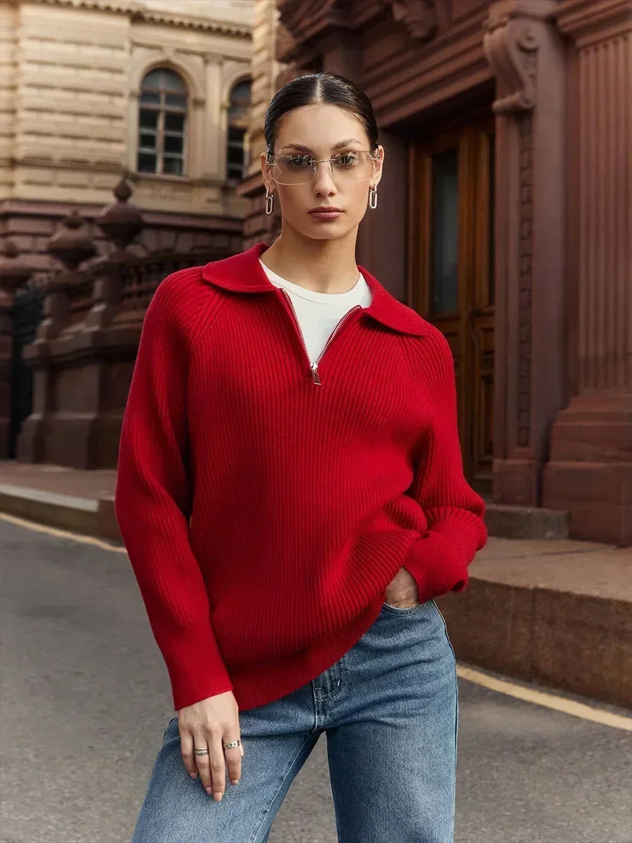 | Ribbed Half-Zip Sweater