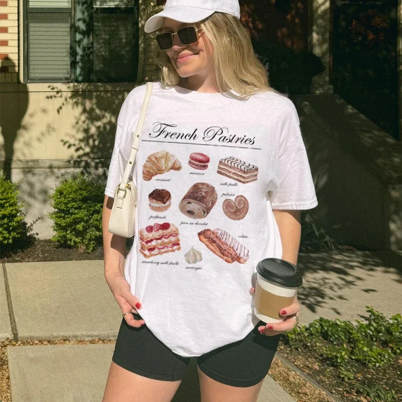 Pastry Graphic Loose Cotton T-shirt