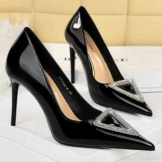 Metal Buckle Rhinestone High Heel Women Pumps