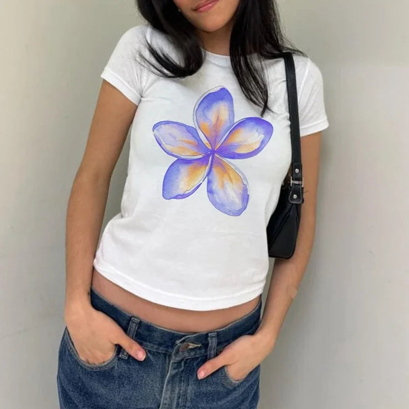 Graphic Crew Neck Crop Aesthetic T-shirt