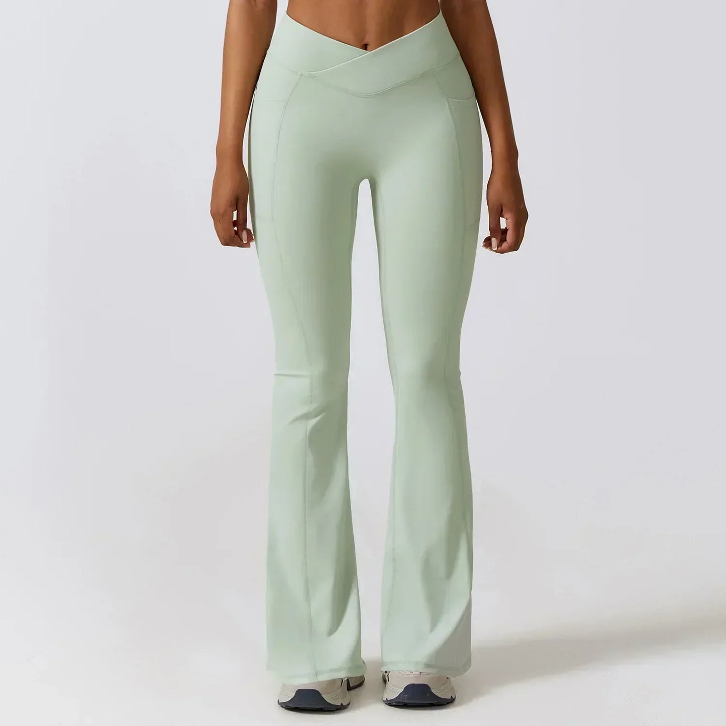 Women's High-Waist Flared Leggings Pants – Stretch Wide-Leg Yoga Trousers