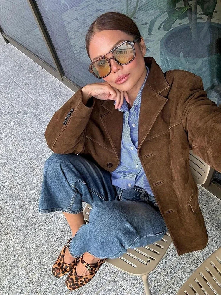 Retro Pocket Lapel Short Fall Coat