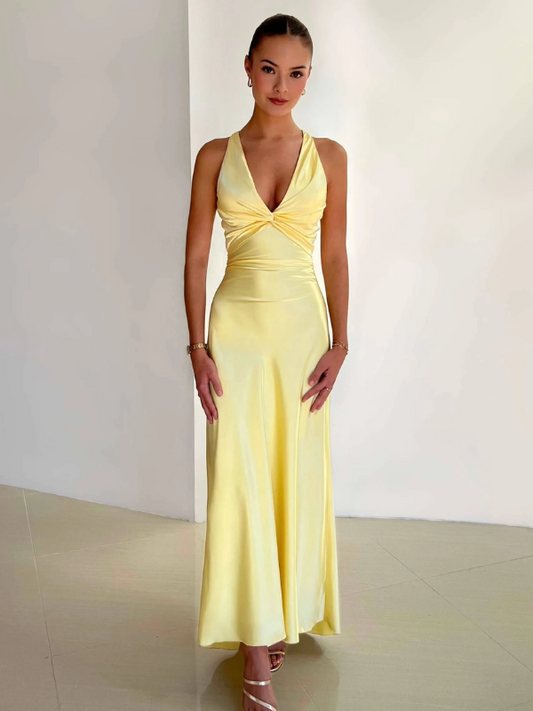 | Satin Halter Neck Midi Dress