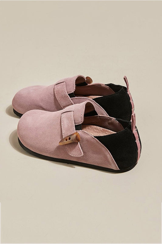 Suede Color Patchwork Slip-on Flats