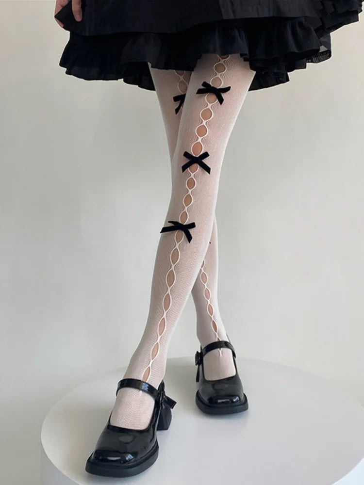 Hollow Out Bow Pantyhose Tights – Cute Sexy Skinny Stockings for Women