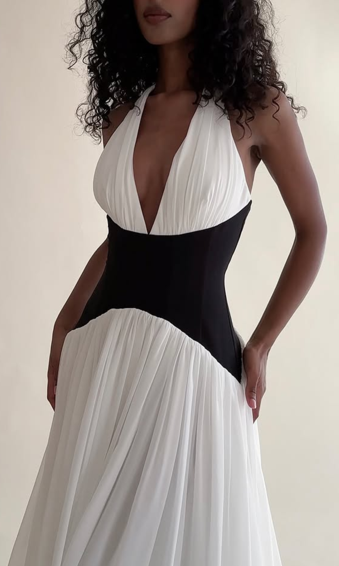 | Sculpted Waist Halter Evening Gown