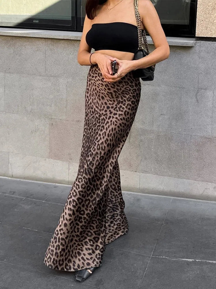 DressBetty - Vintage Leopard Print Trumpet Skirts Chic High Waist Zipper Skirt