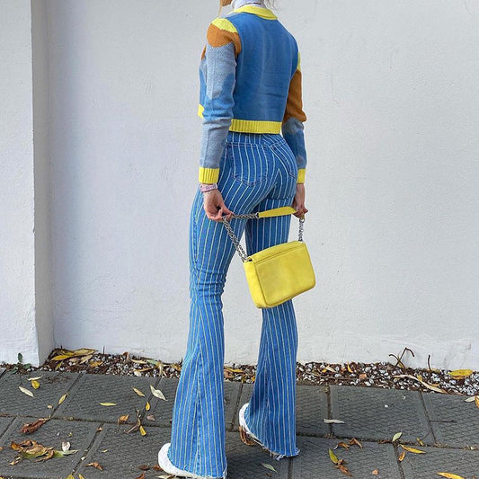 Julia Fashion - Vintage Stripe Jean Streetwear