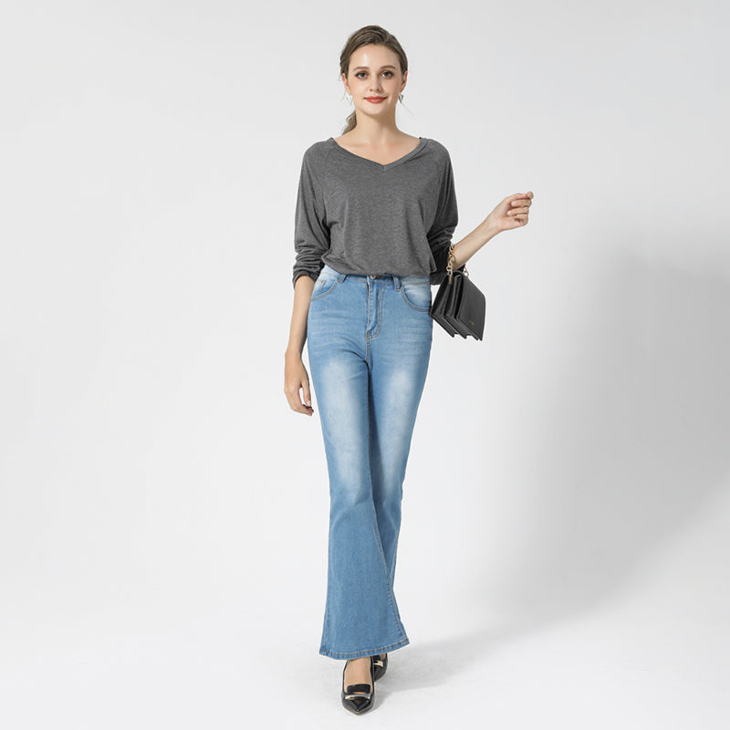 Julia Fashion - Women's Jeans High Waist Flare Jeans