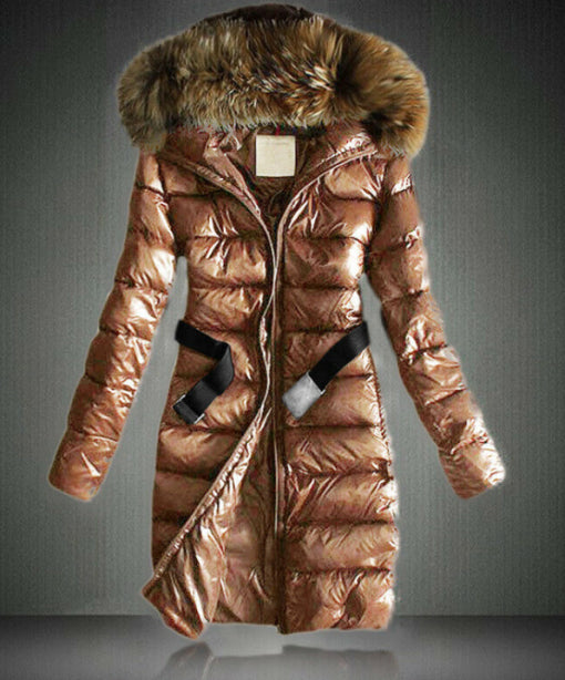Women's Insulated Jacket Down Fur Collar Slim Fit