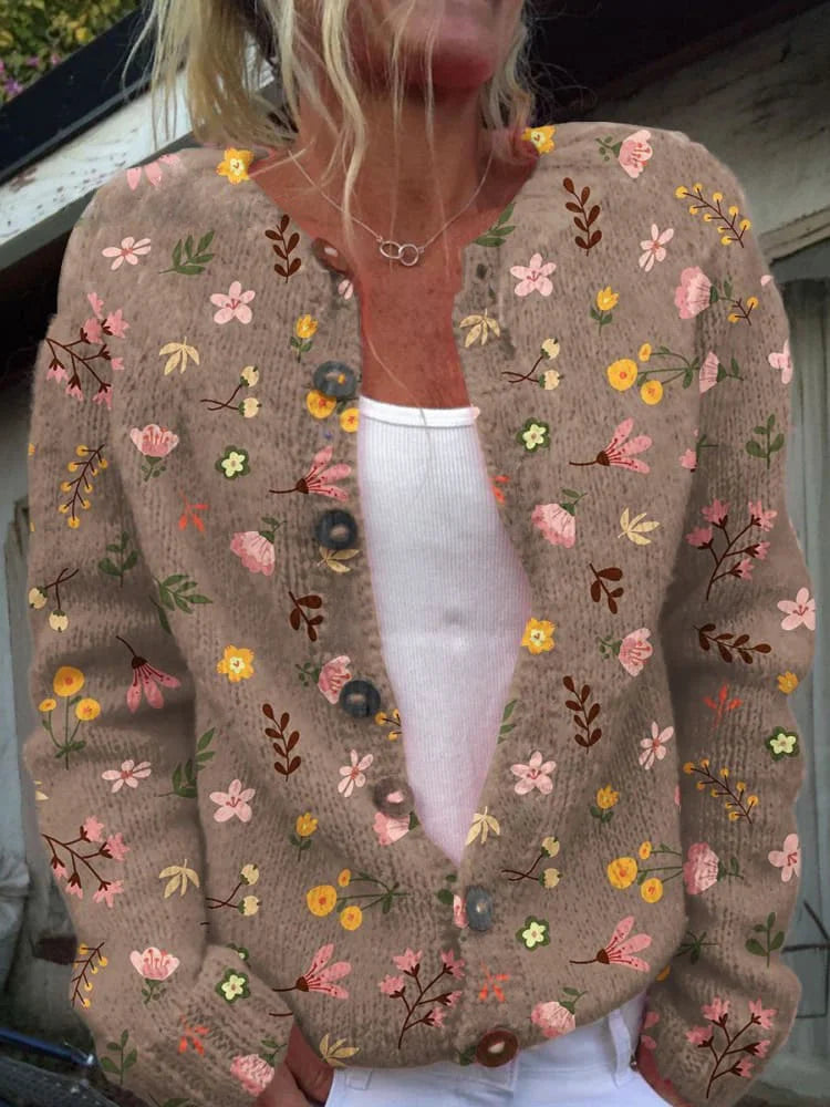 Women's Knit Jacket Cotton Floral