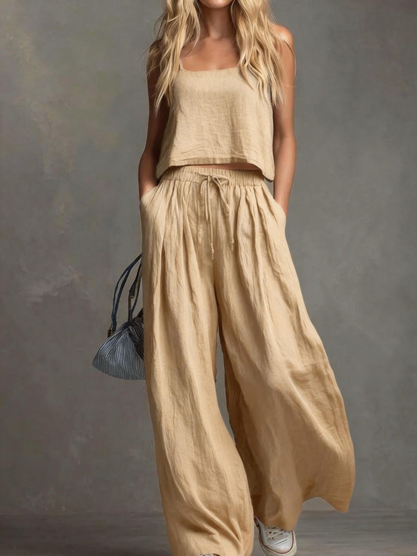 Women's Patchwork Solid Color Two-piece Set