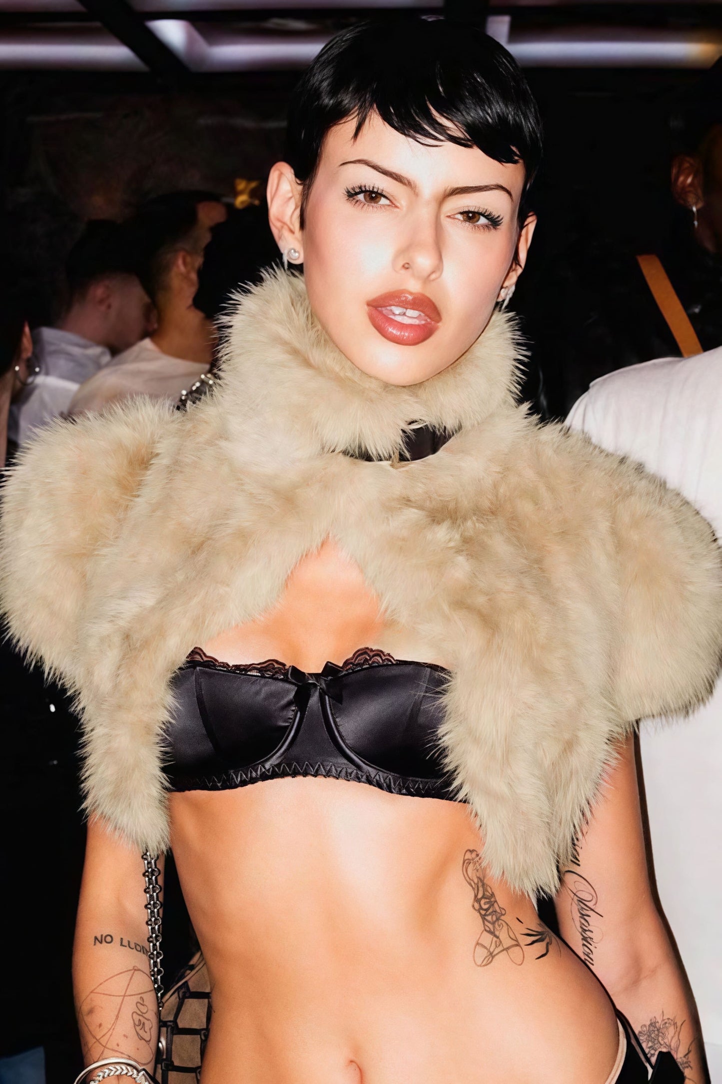 Solid Sexy Fuzzy Cropped Tie-front Vest