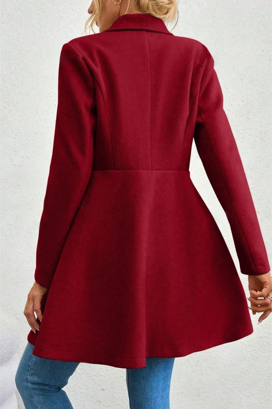 Solid Lapel Double-Breasted Thickened Wool Blend Overcoat