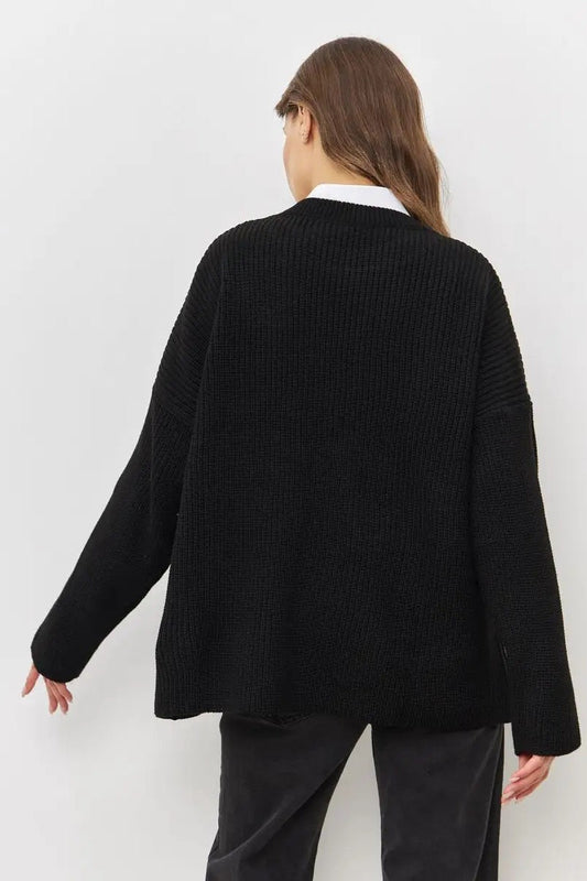 Solid Knit Crewneck Pullover Sweater
