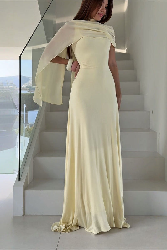 | Solid Sash Shawl Cami Maxi Dress