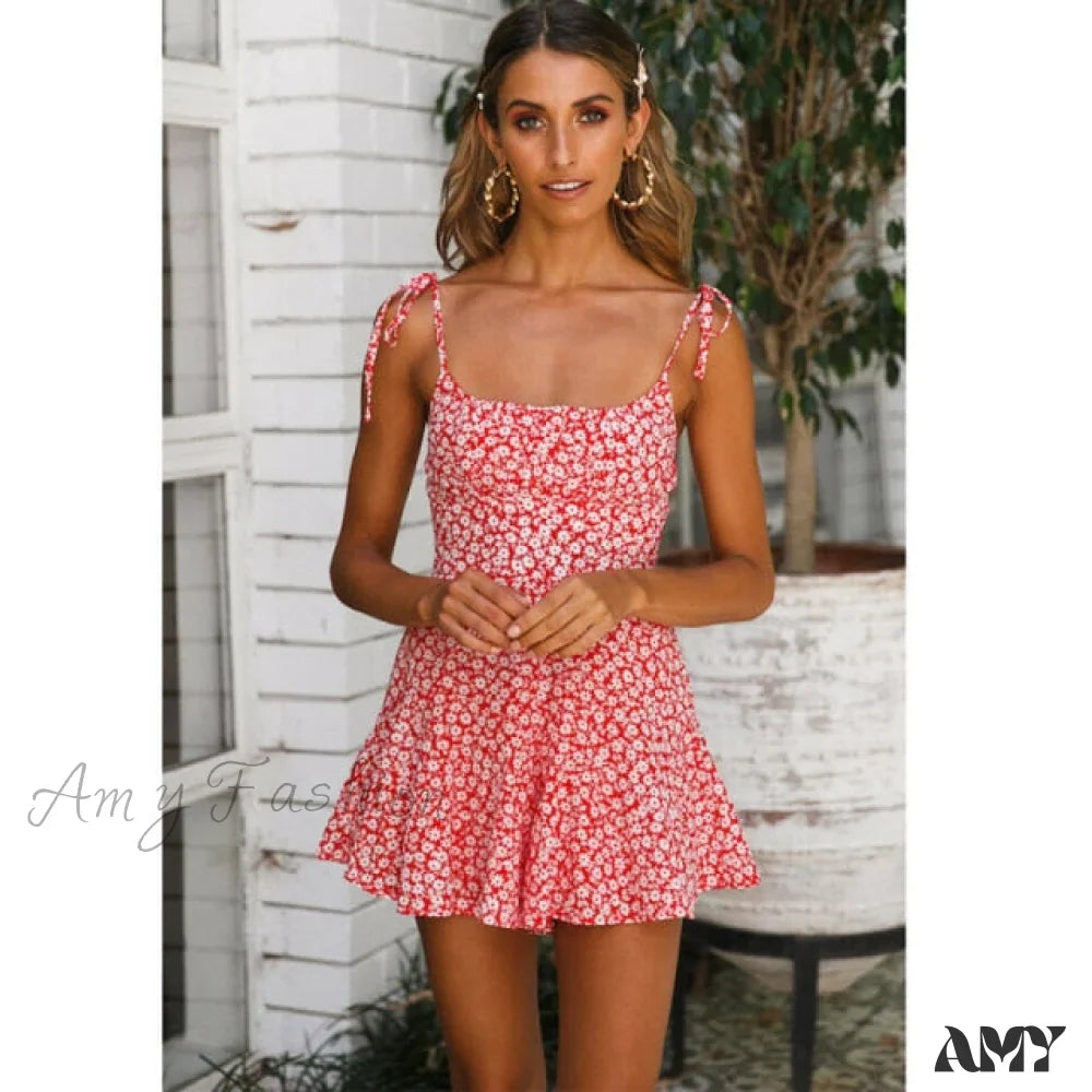 Amy Fashion - Flowers Print Vintage Bohemian Dresses