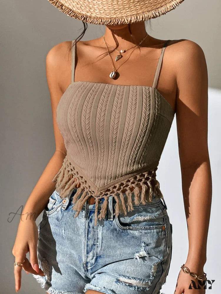 Amy Fashion - Fringe Trim Cami Top