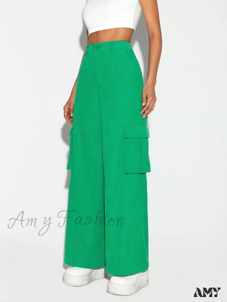 Amy Fashion - JADE BREYON Flap Pocket Side Cargo Pants