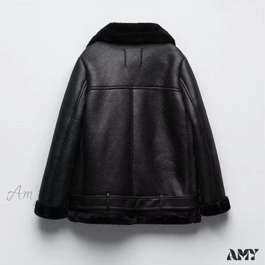 Amy Fashion - New Faux Leather Double Sided Coat