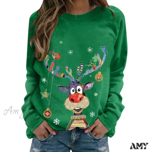Amy Fashion - Women Casual Cartoon Print Long Sleeve Sweater