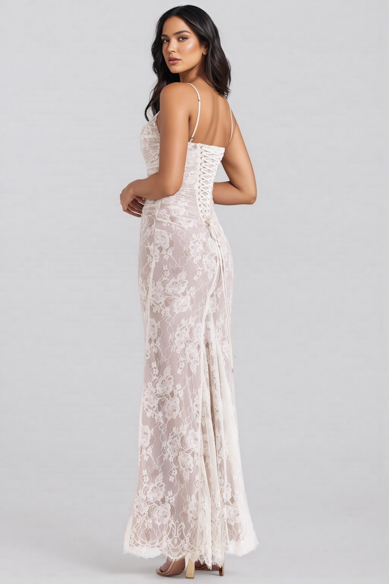 Yoshi Vintage Cream Lace Maxi Dress